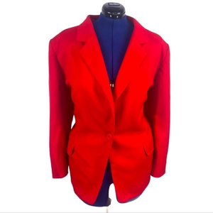 Pendleton 1X red 100% New Wool 1 button‎ lined front pocket classic blazer